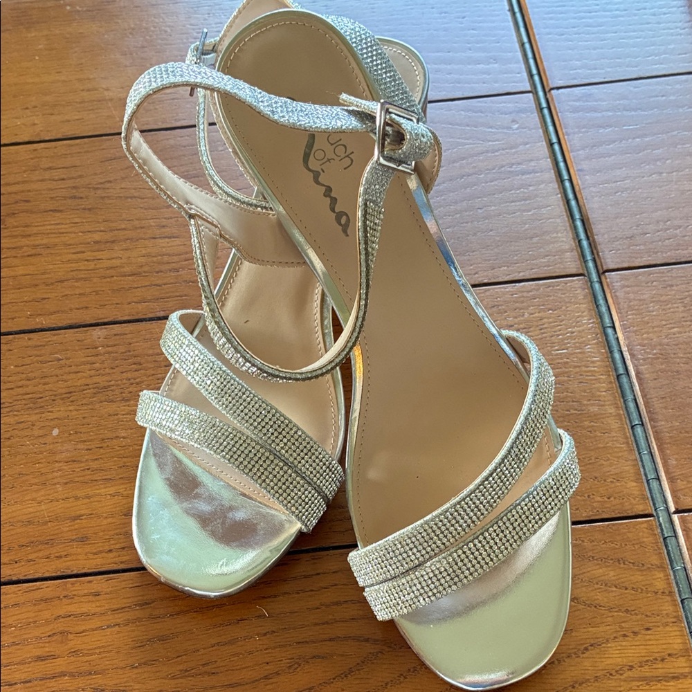 Seychelles Silver Rhinestone Strappy Heels